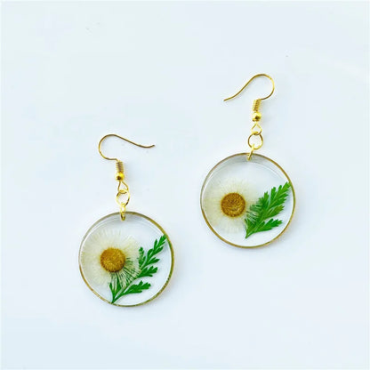 Creative Real dried Flower Drop Earrings