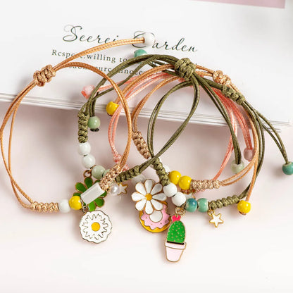 Cute Flower Drip Glaze Pendant Bracelet