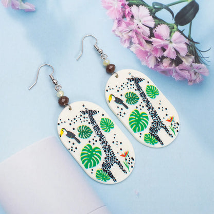 Fashion Grassland Casual Vacation Style Toucan Giraffe Acrylic Elegant Earrings