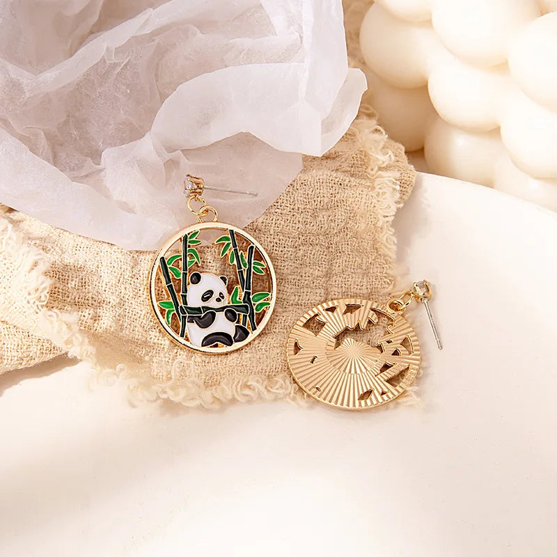 Cute Panda Bamboo Earrings