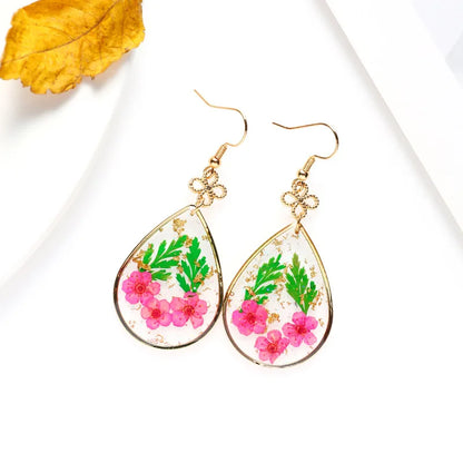 Creative Real dried Flower Drop Earrings