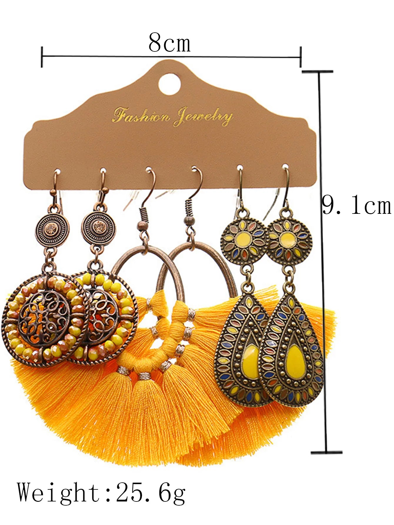 3pcs flower tassel geometric women's earring sets