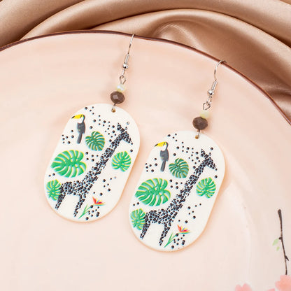 Fashion Grassland Casual Vacation Style Toucan Giraffe Acrylic Elegant Earrings