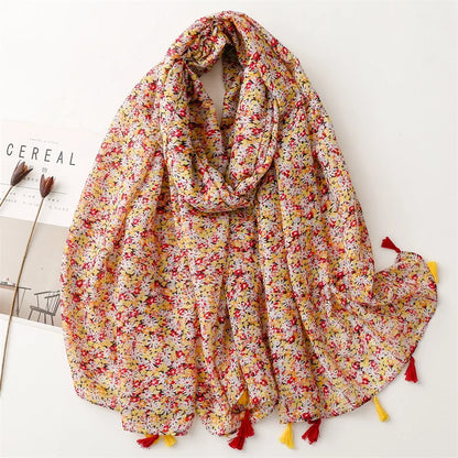 Floral Tassel Shawl Scarf