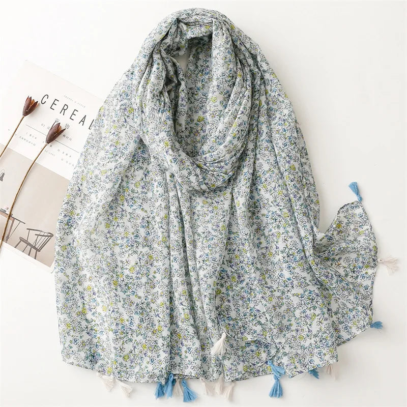 Floral Tassel Shawl Scarf