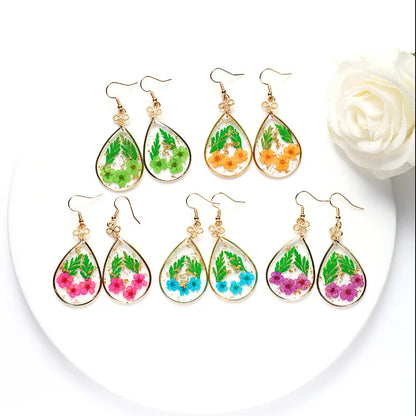 Creative Real dried Flower Drop Earrings