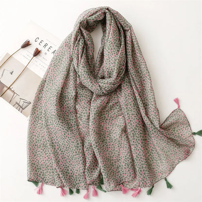 Floral Tassel Shawl Scarf