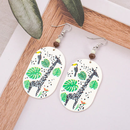 Fashion Grassland Casual Vacation Style Toucan Giraffe Acrylic Elegant Earrings