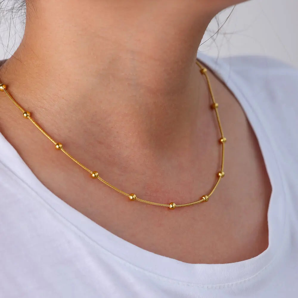 Stainless Steel Beaded Clavicle Chain