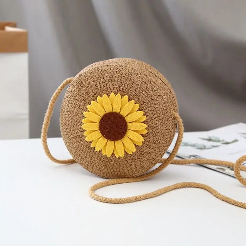 Round Straw Bag Women Woven Crossbody Beach Bag f