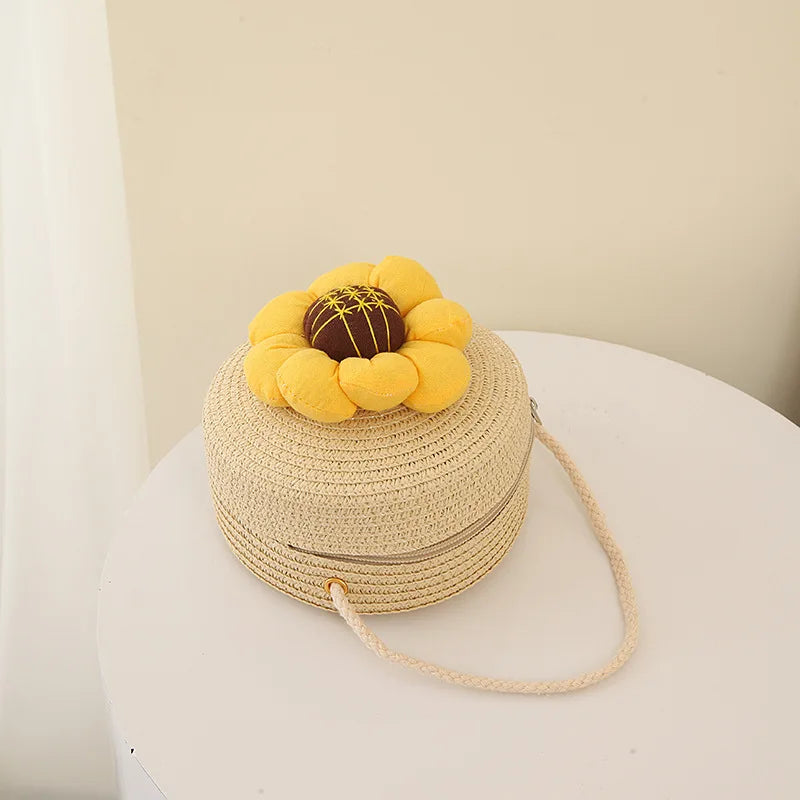 Round Straw Bag Women Woven Crossbody Beach Bag f