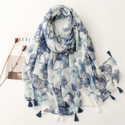 Floral Tassel Shawl Scarf