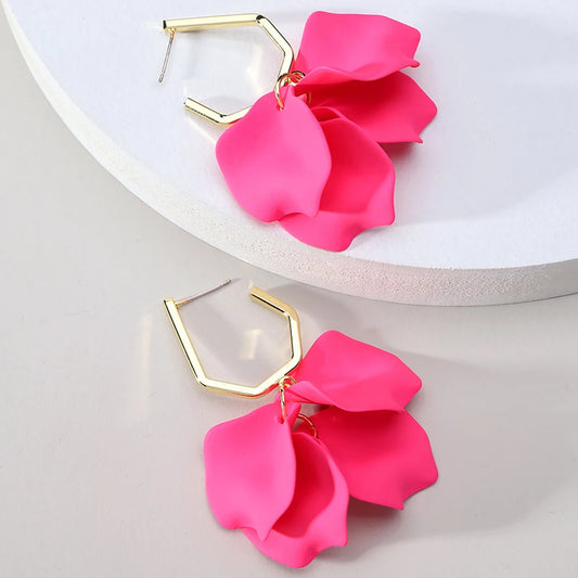 Fashion Acrylic Rose Petals Flower Dangle Earrings