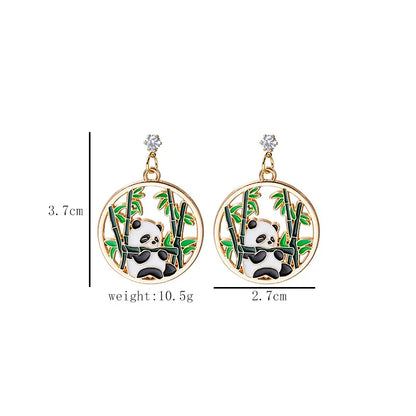 Cute Panda Bamboo Earrings