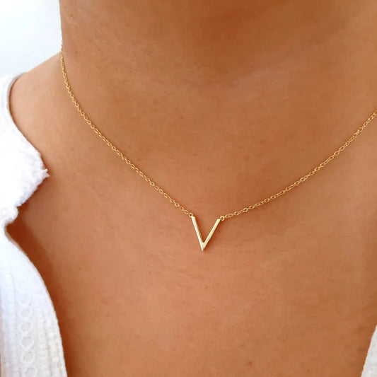 Minimal Stainless Steel Thin Chevron V Necklace